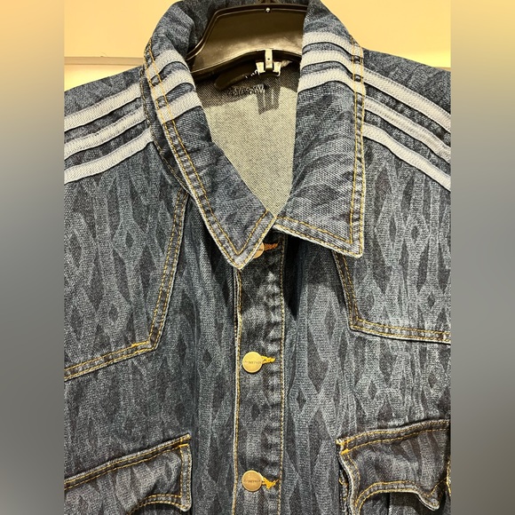 Unisex Adidas x Ivy Park Monogram Denim Track Jacket Trucker 2XL - Picture 5 of 8